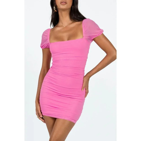 NWT Princess Polly Women's Size 8 Pink Charvi Ruched Mini Dress Party Dress - Picture 4 of 9
